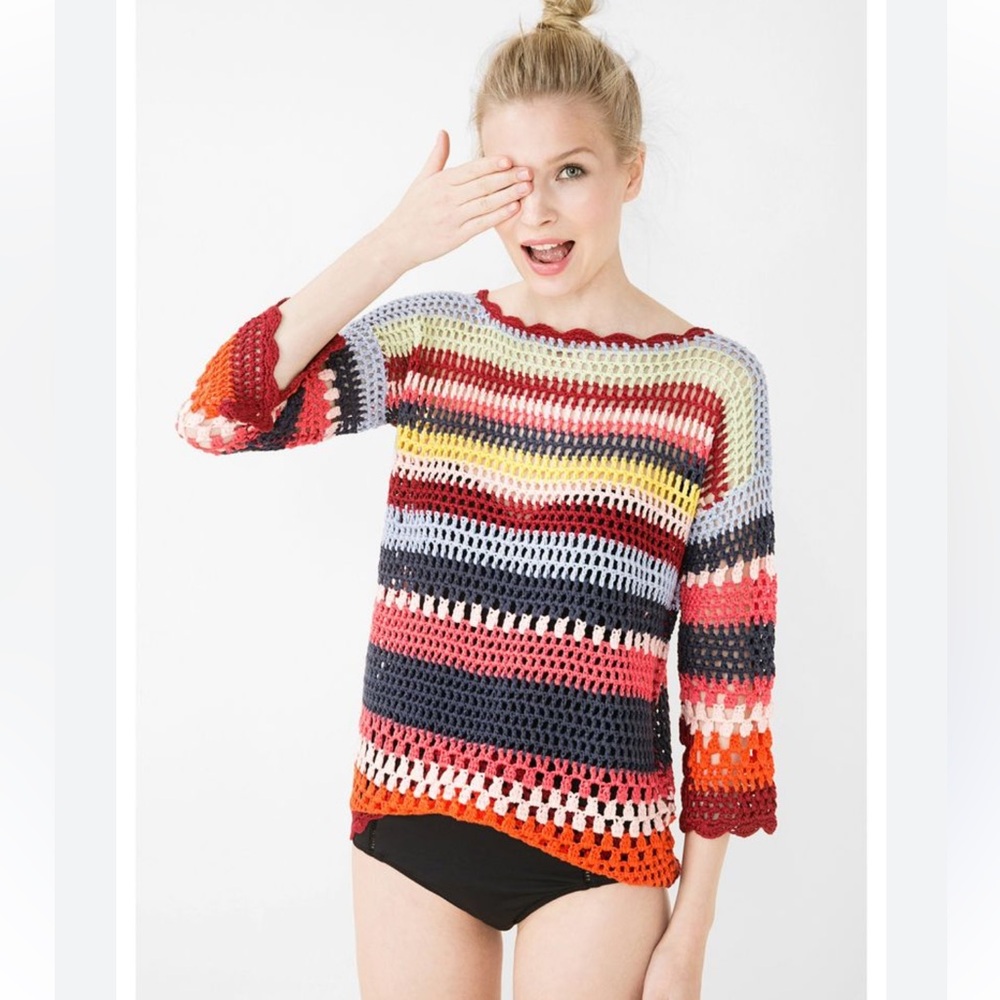 Desigual Striped Colorful Crocheted Sweater M
